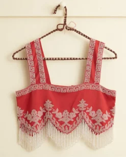 Tops<BODE Amrita Fringe Top Red