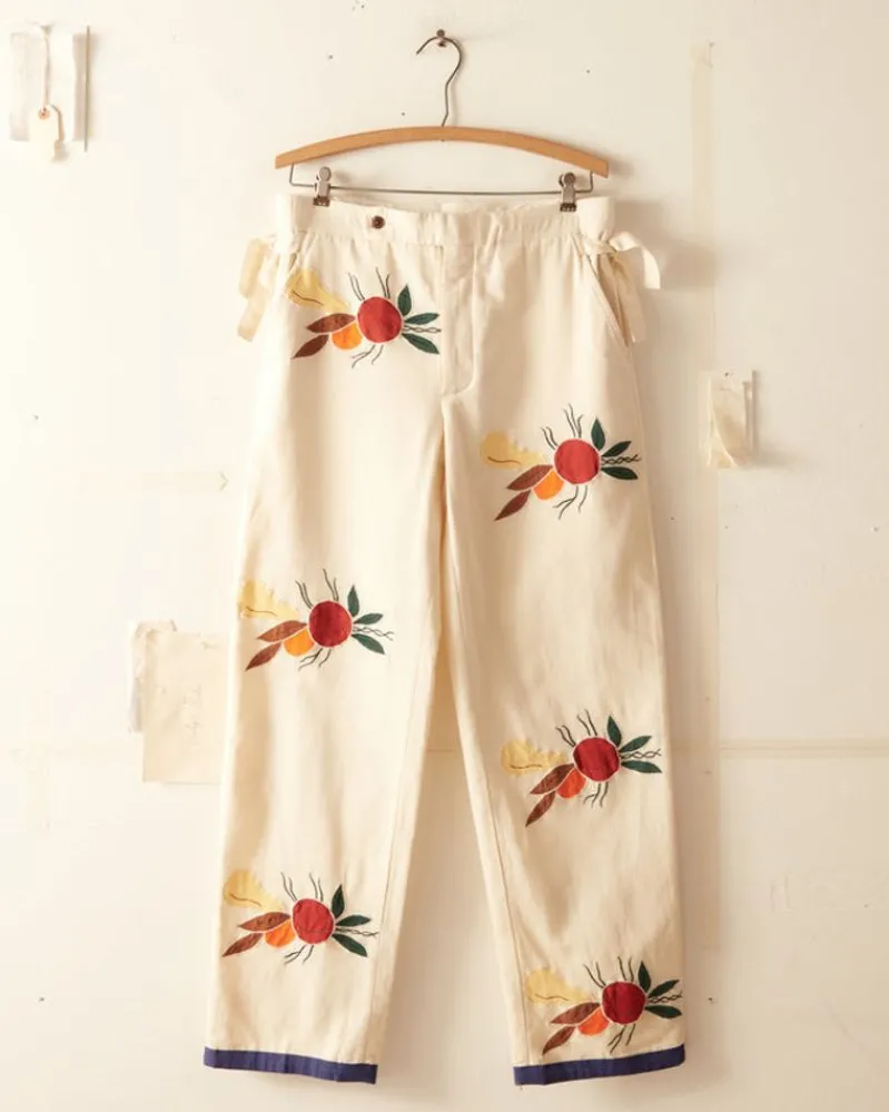 Trousers & Pants<BODE Applique Fruit Bunch Trousers White
