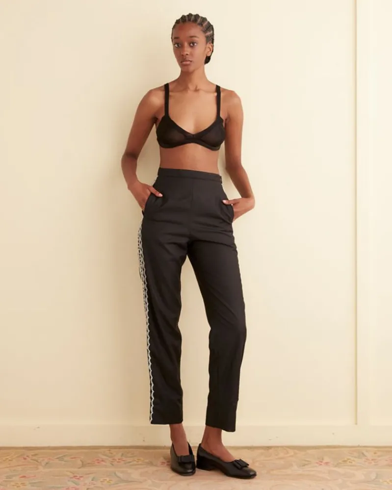 Trousers & Pants<BODE Beaded Baroque Trousers White/Black