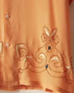 Shirts<BODE Beaded Cantaloupe Short Sleeve Shirt Orange