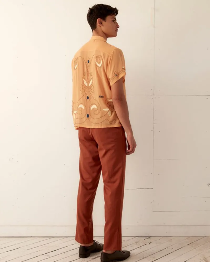 Shirts<BODE Beaded Cantaloupe Short Sleeve Shirt Orange