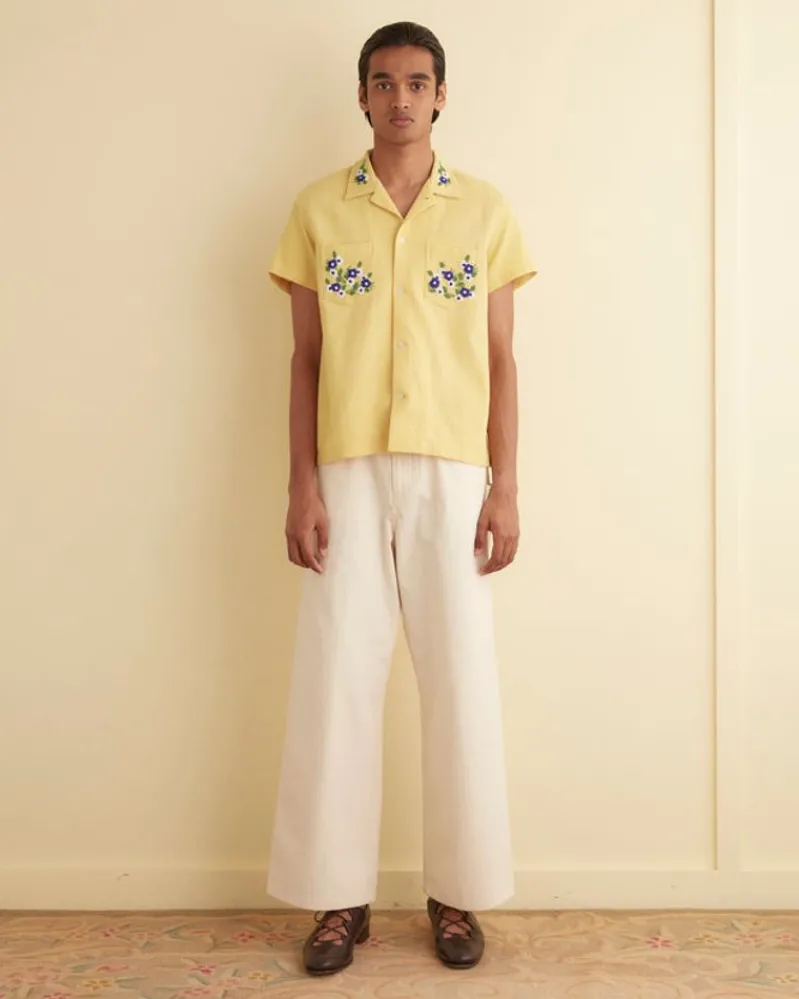 Shirts<BODE Beaded Chicory Short Sleeve Shirt Yellow