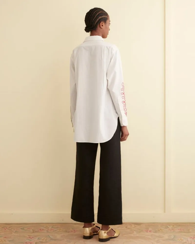 Tops<BODE Beaded Crossvine Shirt White/Red