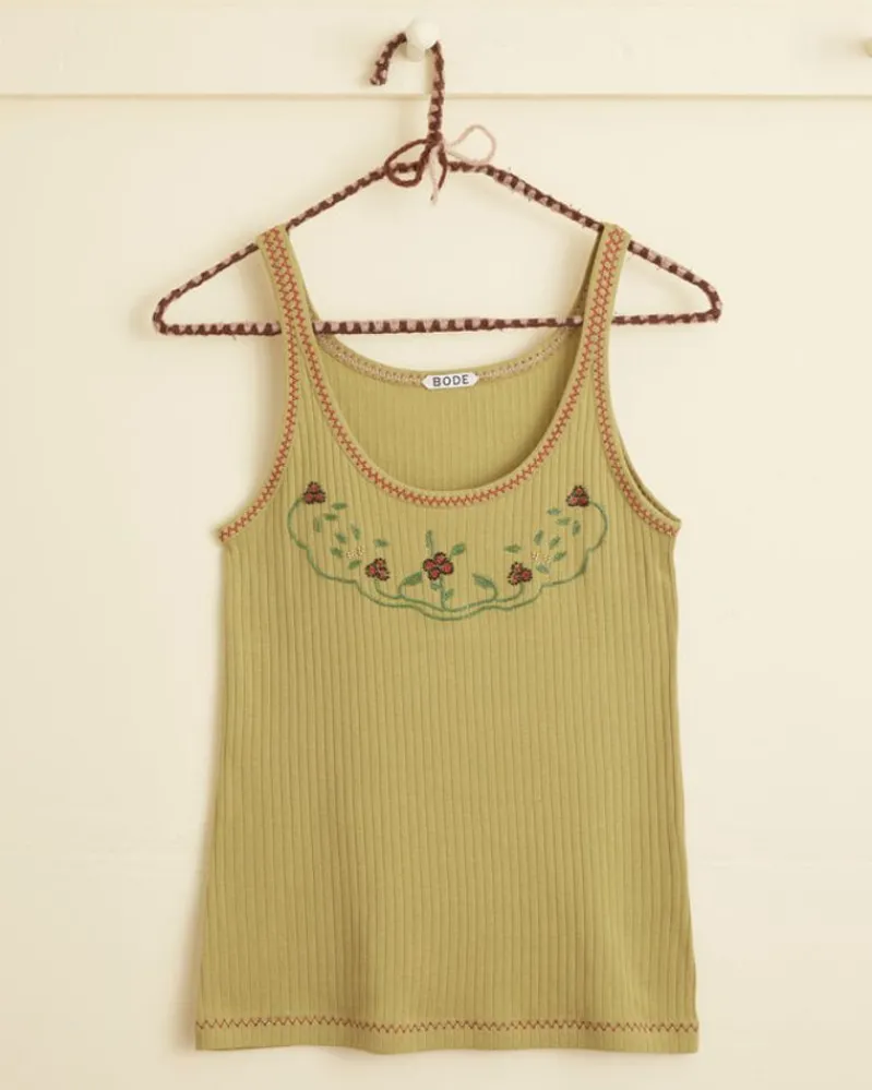 Cut And Sew<BODE Beaded Dahlia Tank Green
