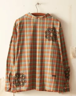 Shirts<BODE Beaded Floral Madras Long Sleeve Shirt - Blue Multi