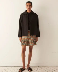 Shorts<BODE Beaded Floral Madras Shorts - Blue
