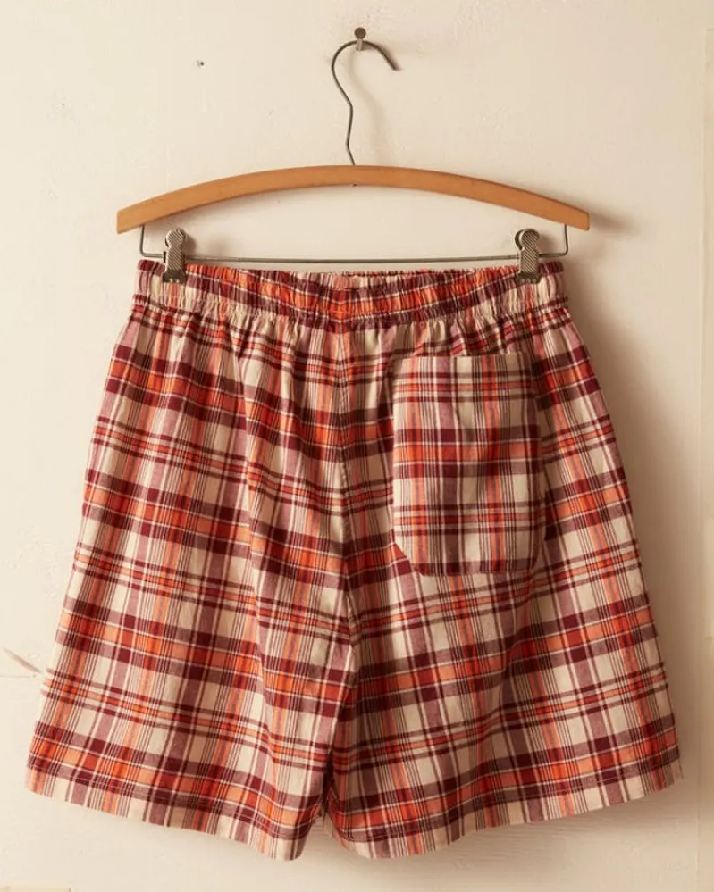 Shorts<BODE Beaded Floral Madras Shorts - Red