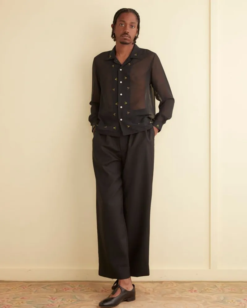 Shirts<BODE Beaded Framboise Long Sleeve Shirt Black/Multi