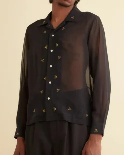Shirts<BODE Beaded Framboise Long Sleeve Shirt Black/Multi