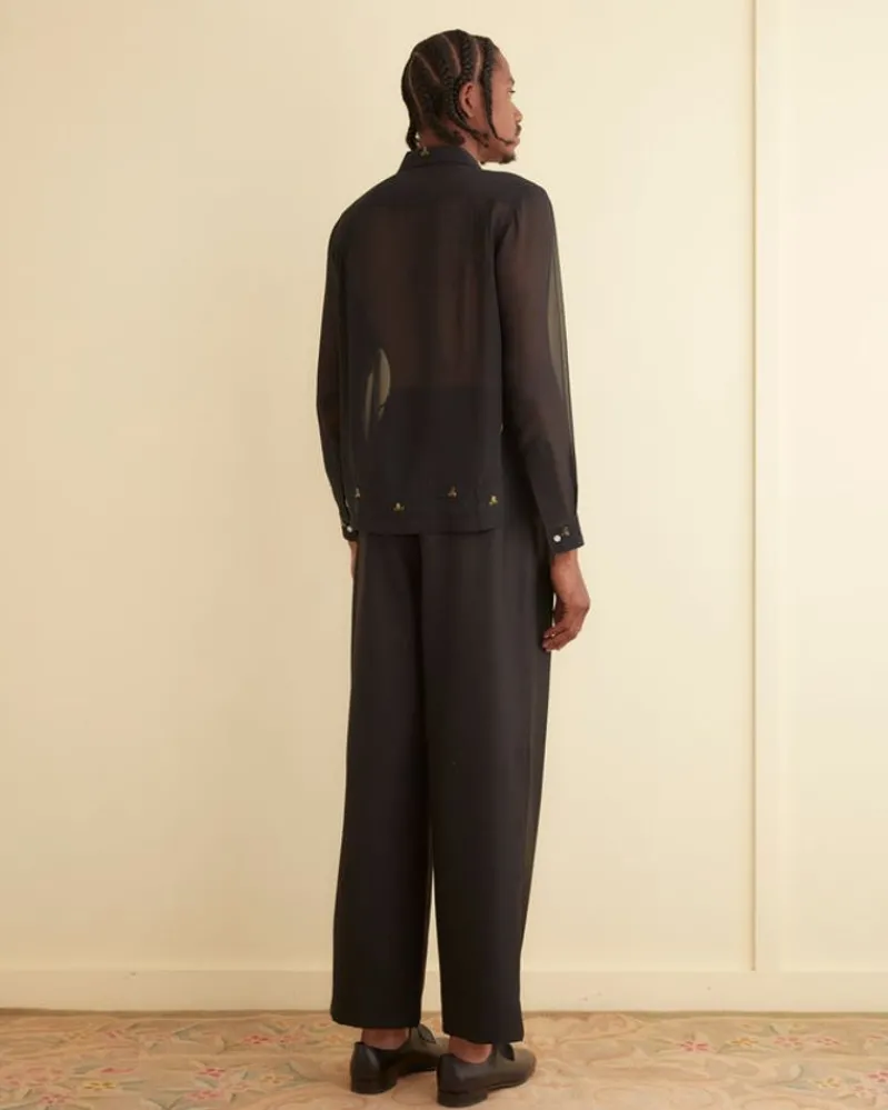 Shirts<BODE Beaded Framboise Long Sleeve Shirt Black/Multi