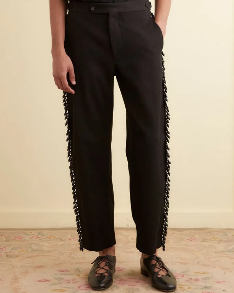 Trousers & Pants<BODE Beaded Fringe Trousers Black