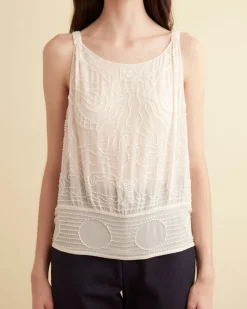 Tops<BODE Beaded Myrtle Shirt Cream