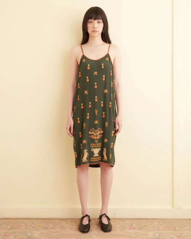 Dresses<BODE Beaded Paddock Sampler Dress Green/Multi