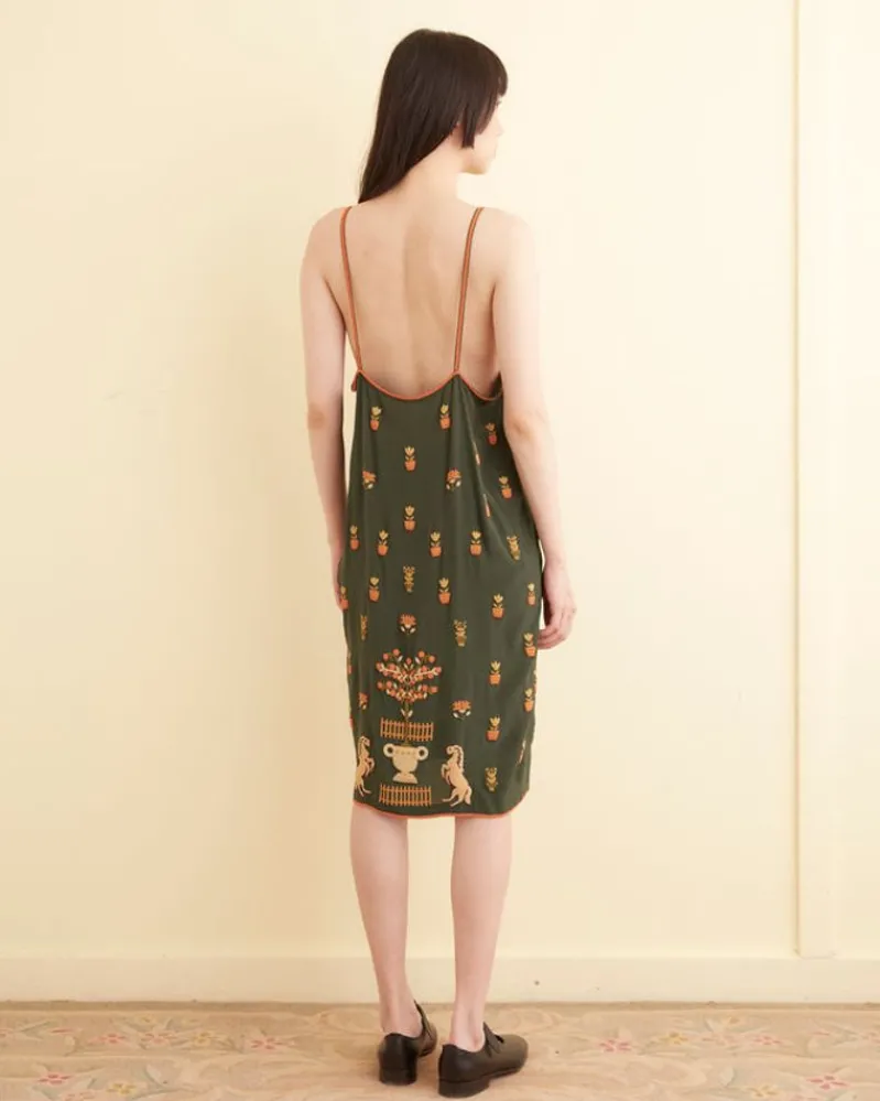 Dresses<BODE Beaded Paddock Sampler Dress Green/Multi