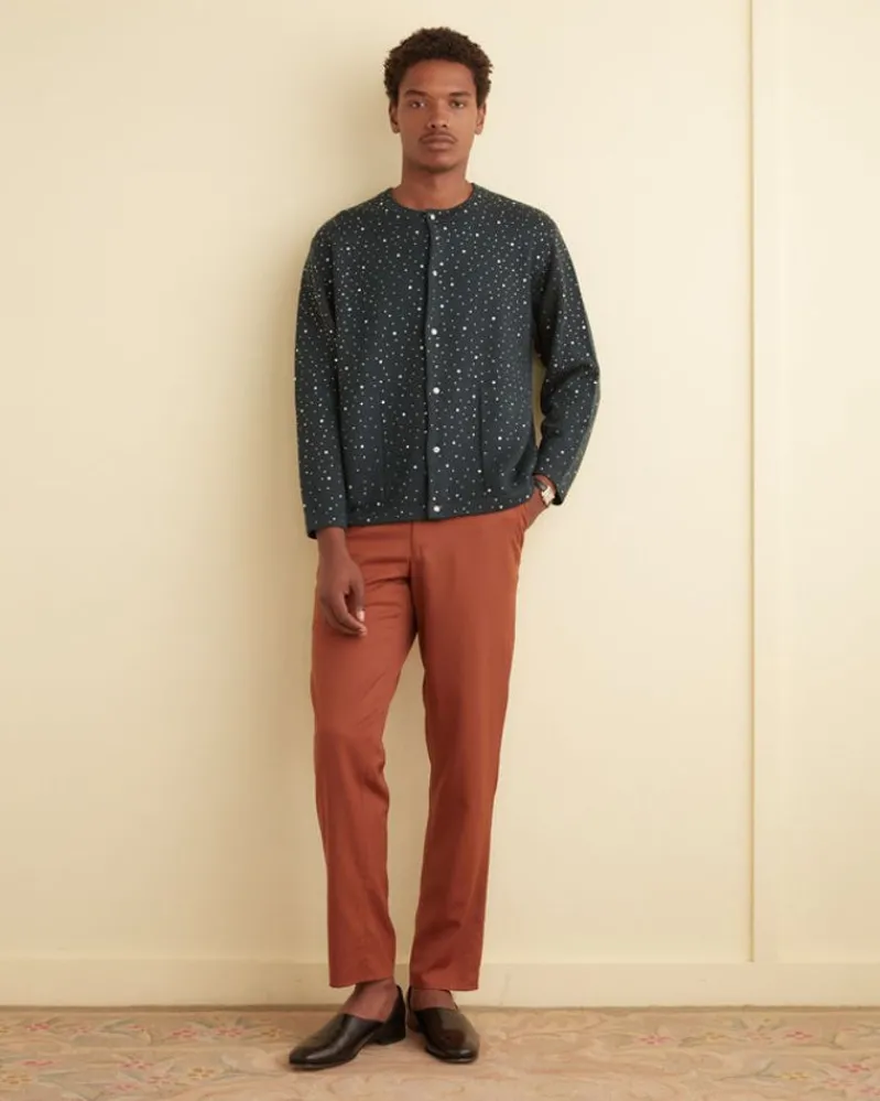 Knitwear<BODE Beaded Solid Cardigan Blue