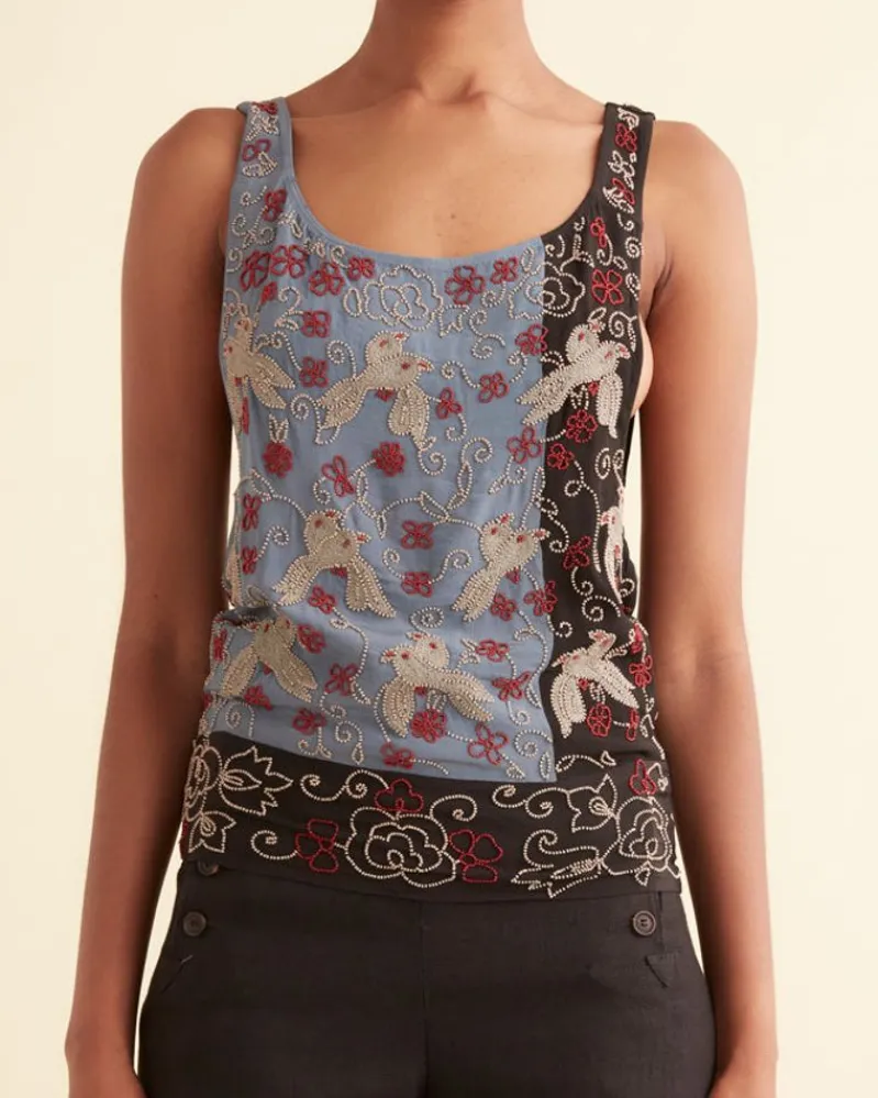 Tops<BODE Beaded Tropicbird Tank Blue/Multi