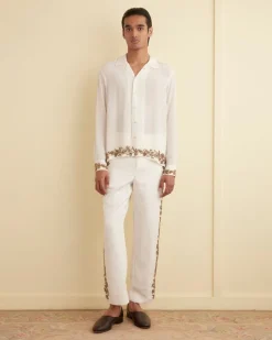 Suiting<BODE Beaded Wheat Flower Trousers Cream