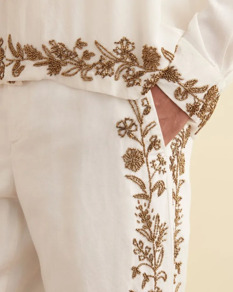 Trousers & Pants<BODE Beaded Wheat Flower Trousers Cream