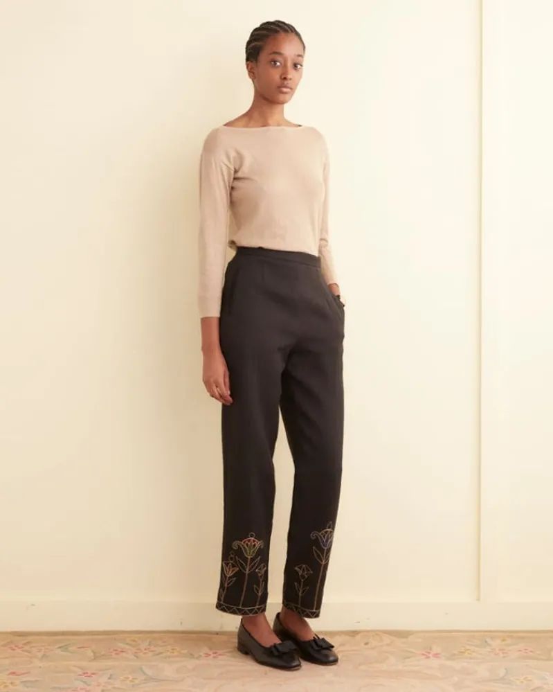 Trousers & Pants<BODE Blooming Stems Trousers Navy