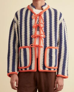 Knitwear<BODE Bold Stripe Cardigan - Blue/Cream