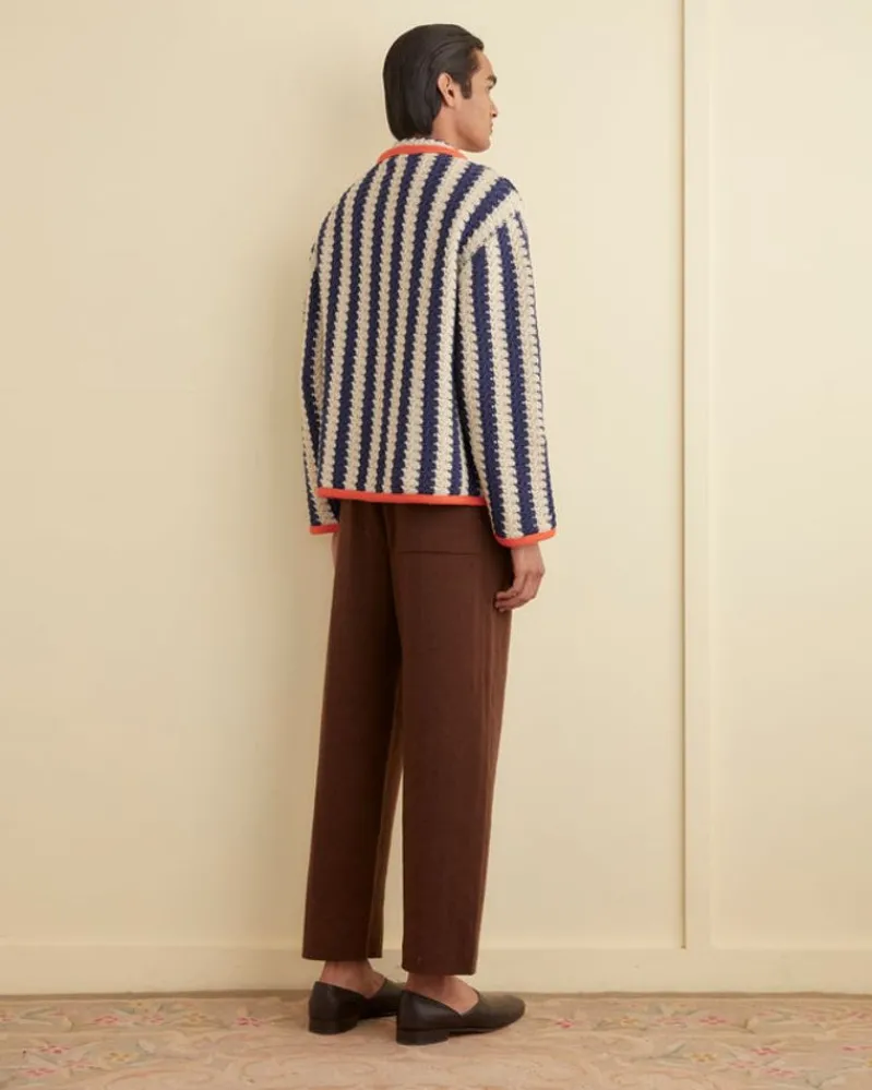Knitwear<BODE Bold Stripe Cardigan - Blue/Cream