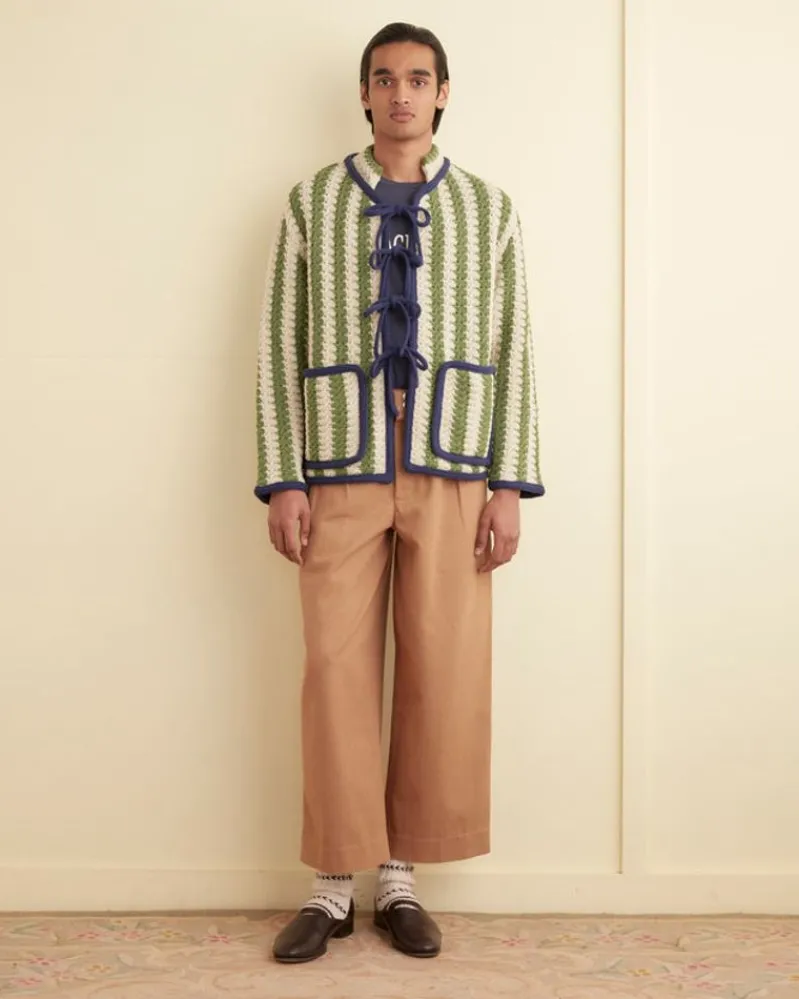 Knitwear<BODE Bold Stripe Cardigan - Green/Cream