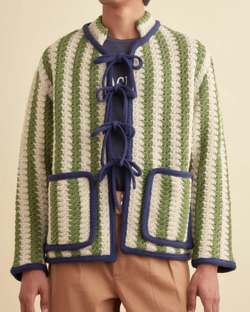 Knitwear<BODE Bold Stripe Cardigan - Green/Cream