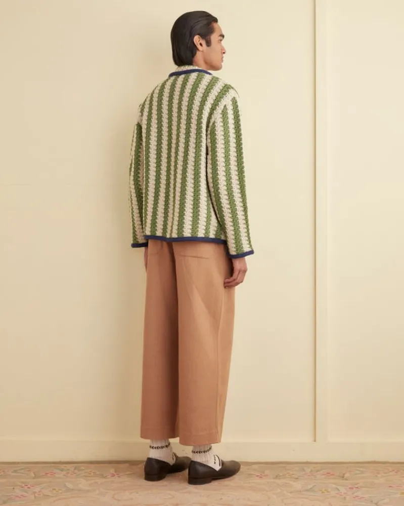 Knitwear<BODE Bold Stripe Cardigan - Green/Cream