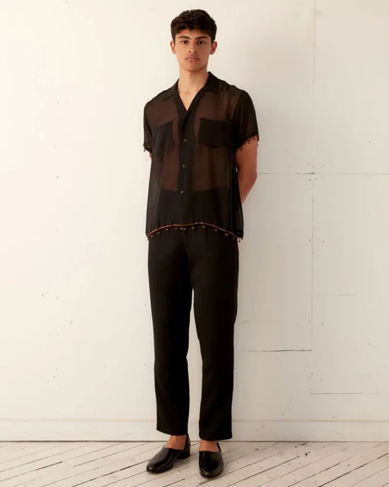Shirts<BODE Bugle Bead Trim Short Sleeve Shirt