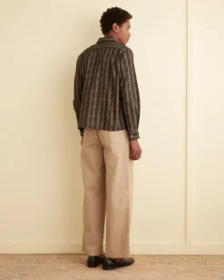 Shirts<BODE Calico Wave Long Sleeve Shirt Brown