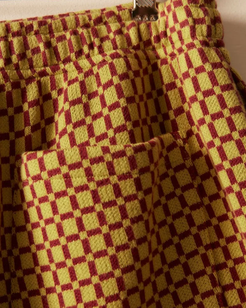 Shorts<BODE Checker Jacquard Rugby Short - Green And Maroon