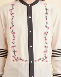 Shirts<BODE Cherry Blossom Stripe Tunic Cream
