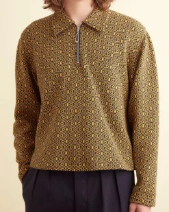 Knitwear<BODE Crescent Jacquard Quarter-Zip Gold