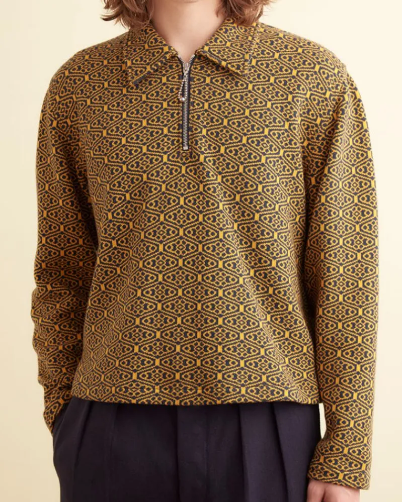 Knitwear<BODE Crescent Jacquard Quarter-Zip Gold