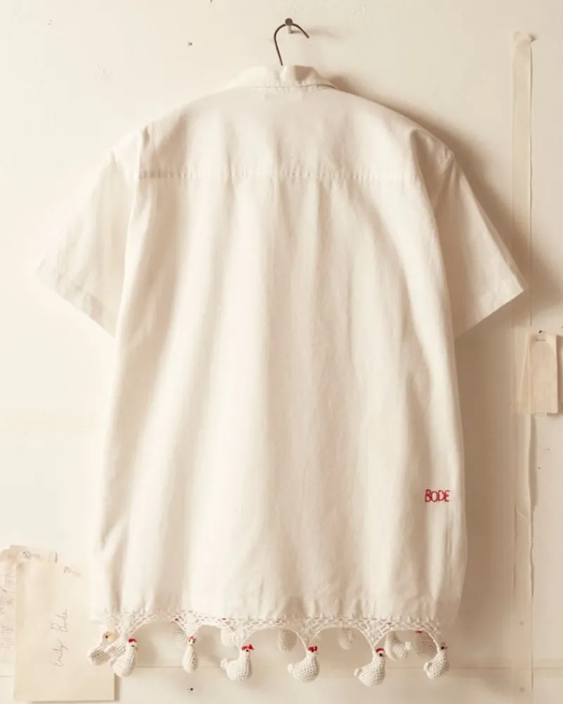 Shirts<BODE Crochet Chick Short Sleeve Shirt White