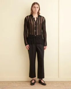 Knitwear<BODE Crochet Fringe Shirt Black