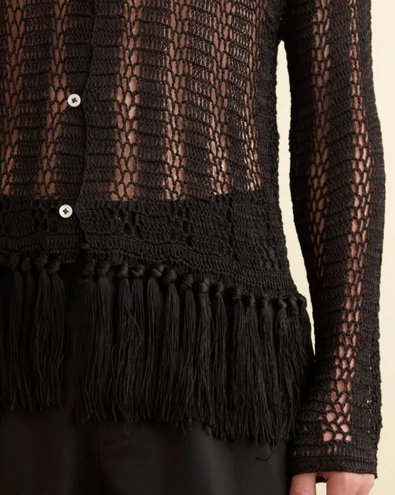 Shirts<BODE Crochet Fringe Shirt Black