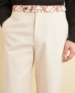Trousers & Pants<BODE Cross-Stitched Rose Garland Trousers Cream
