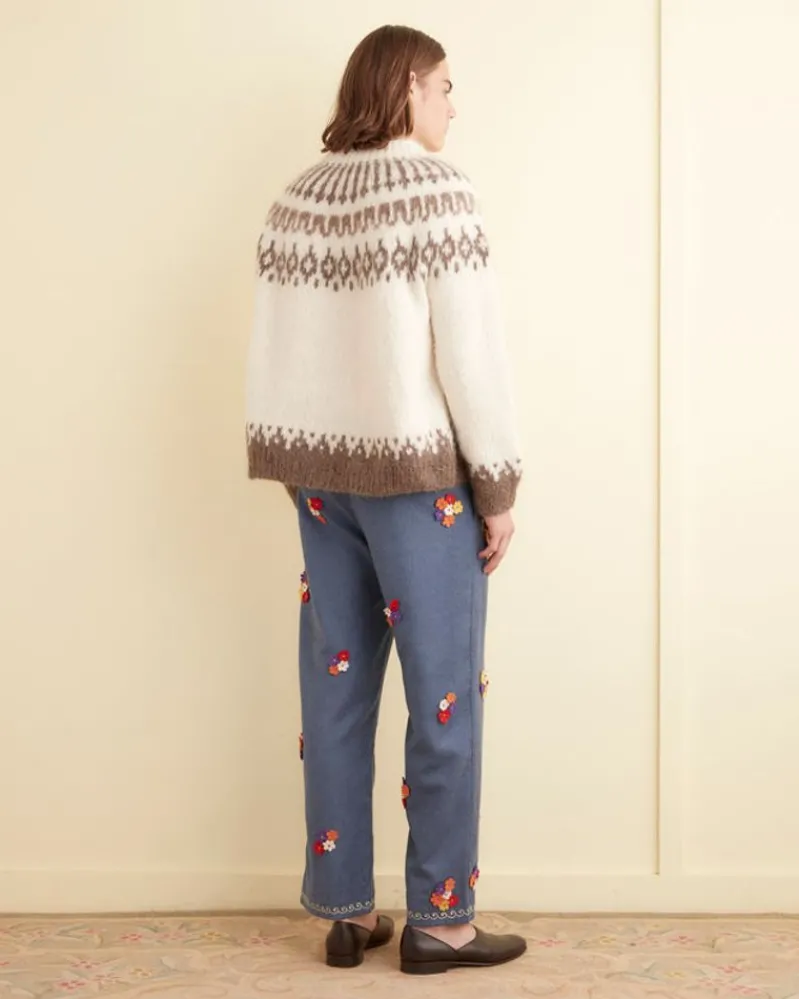 Trousers & Pants<BODE Dianthus Applique Trousers Cornflower