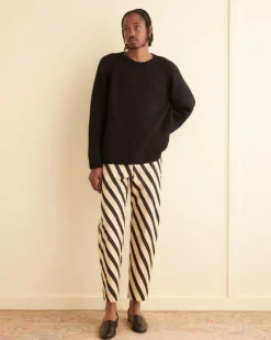 Trousers & Pants<BODE Domino Stripe Trousers Ecru/Black