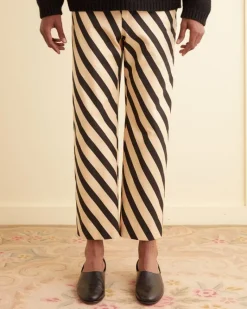 Trousers & Pants<BODE Domino Stripe Trousers Ecru/Black