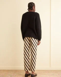 Trousers & Pants<BODE Domino Stripe Trousers Ecru/Black