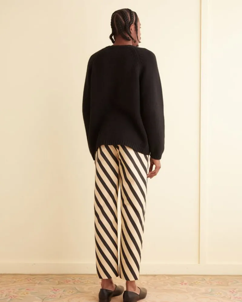 Trousers & Pants<BODE Domino Stripe Trousers Ecru/Black