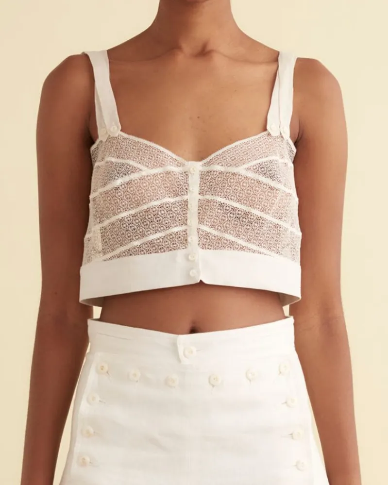 Tops<BODE Duet Lace Tank White