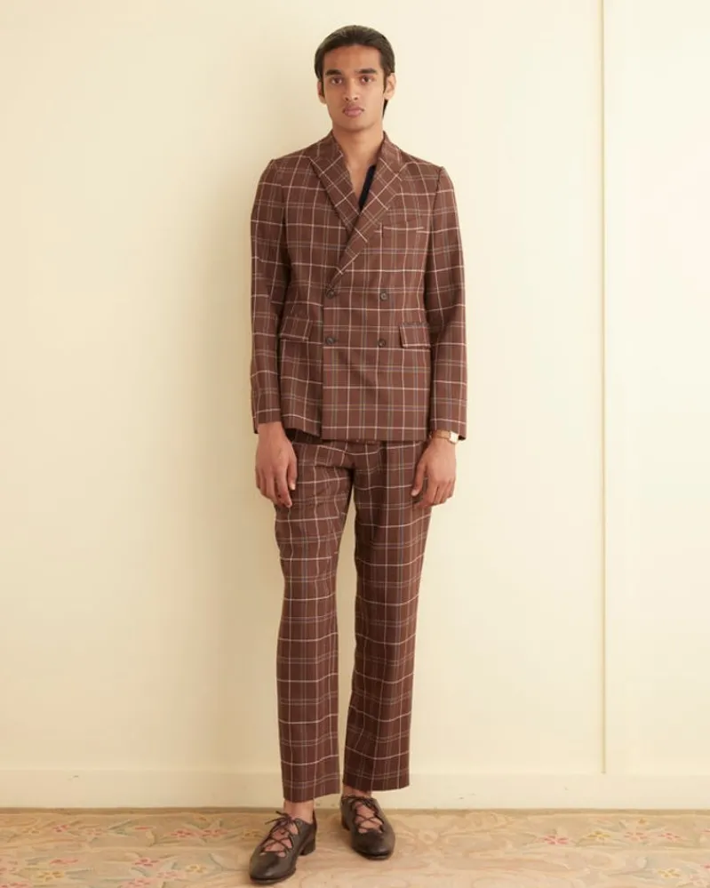 Suiting<BODE Dunham Plaid Double-Breasted Suit Jacket Brown/Multi