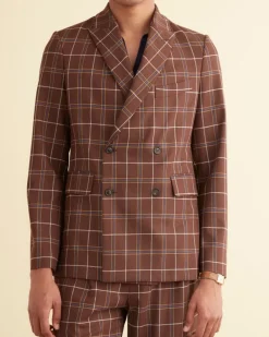 Outerwear<BODE Dunham Plaid Double-Breasted Suit Jacket Brown/Multi