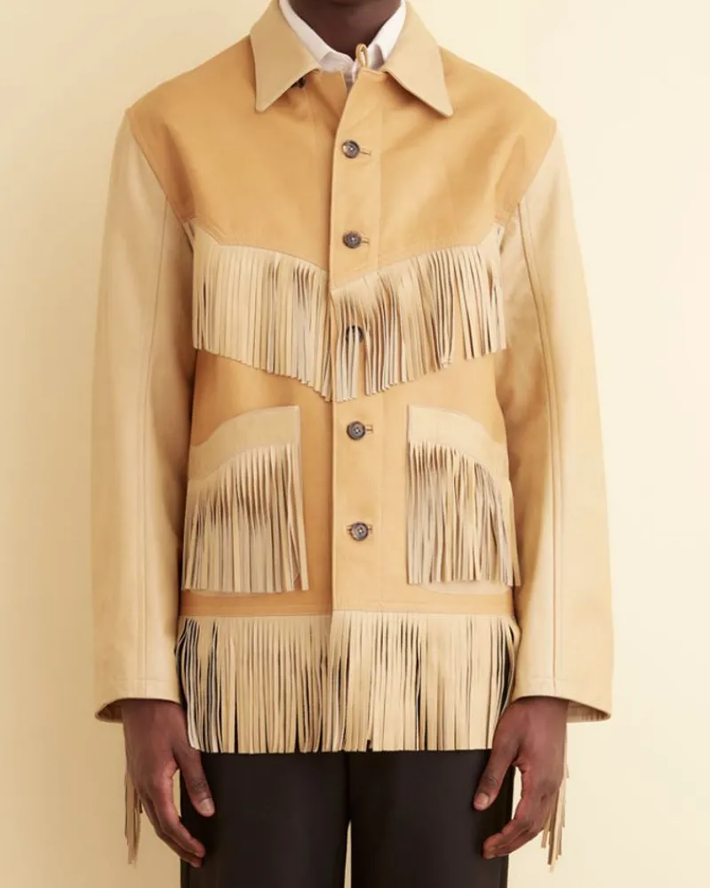 Outerwear<BODE Duo Leather Fringe Jacket Tan