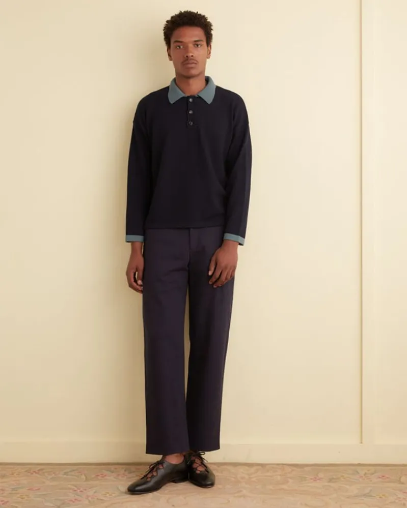 Knitwear<BODE Duotone Crepe Polo Navy