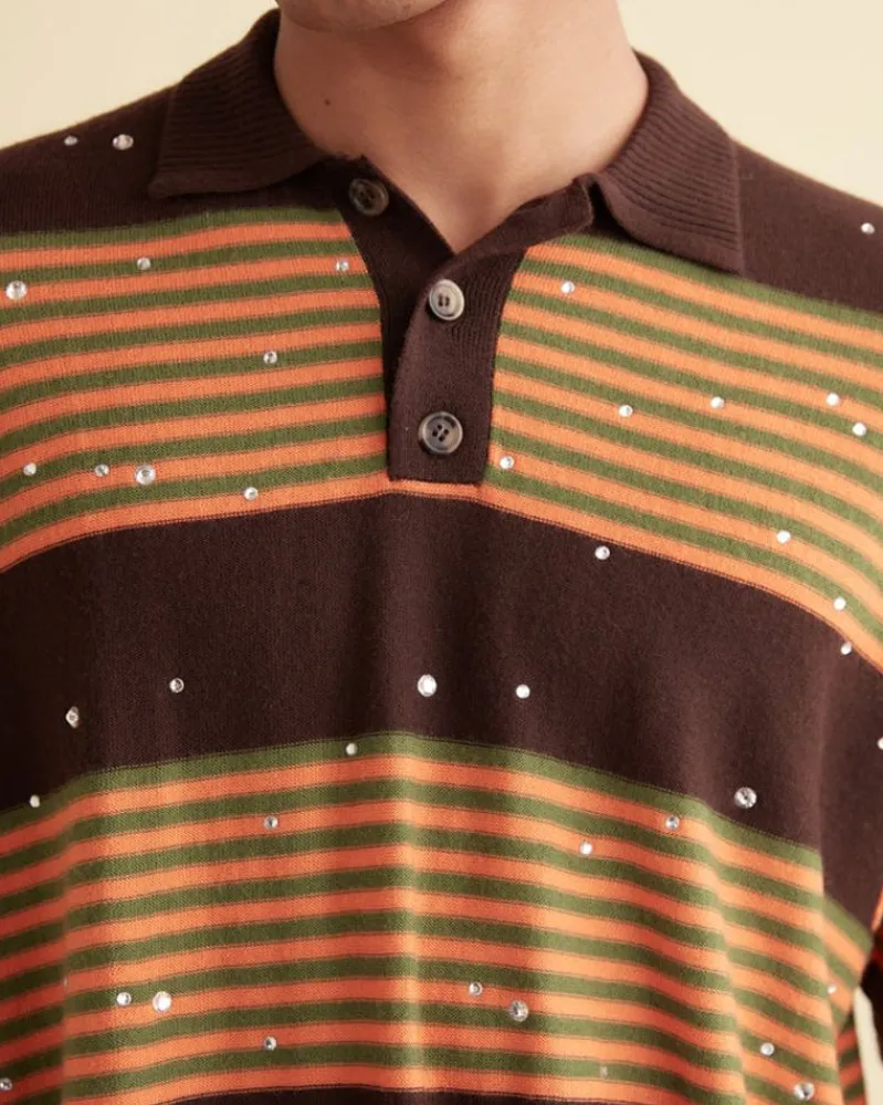 Knitwear<BODE Embellished Stripe Cycling Polo Brown
