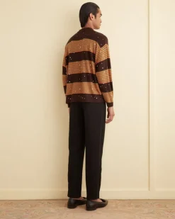 Knitwear<BODE Embellished Stripe Cycling Polo Brown